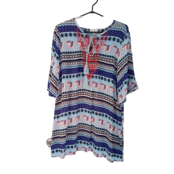 VELZERA  Boho Elephant Print Tunic Plus Size 2XL - Picture 1 of 1